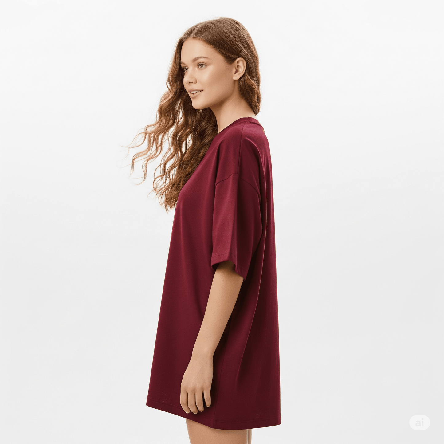 Maroon Women's Oversized Fit Crew-Neck T-Shirt - Essential Comfort Tee - Befaltu