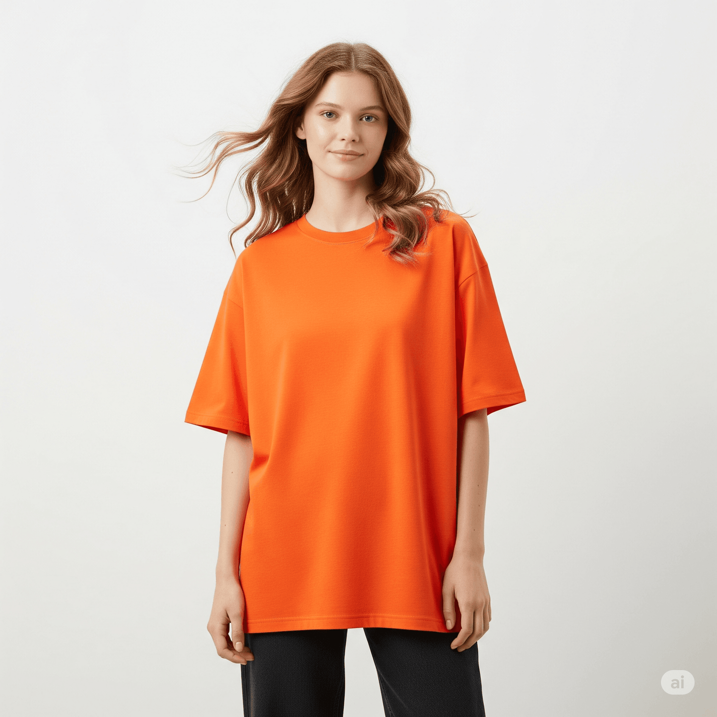 Orange Women's Oversized Fit Crew-Neck T-Shirt - Essential Comfort Tee - Befaltu