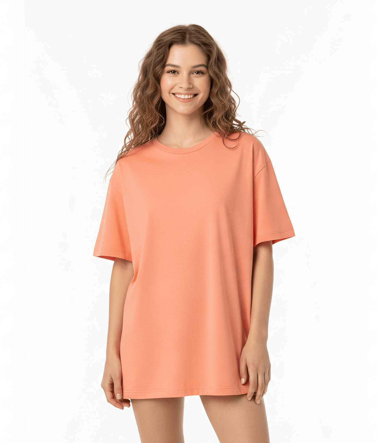 Peach Women's Oversized Fit Crew-Neck T-Shirt - Essential Comfort Tee - Befaltu