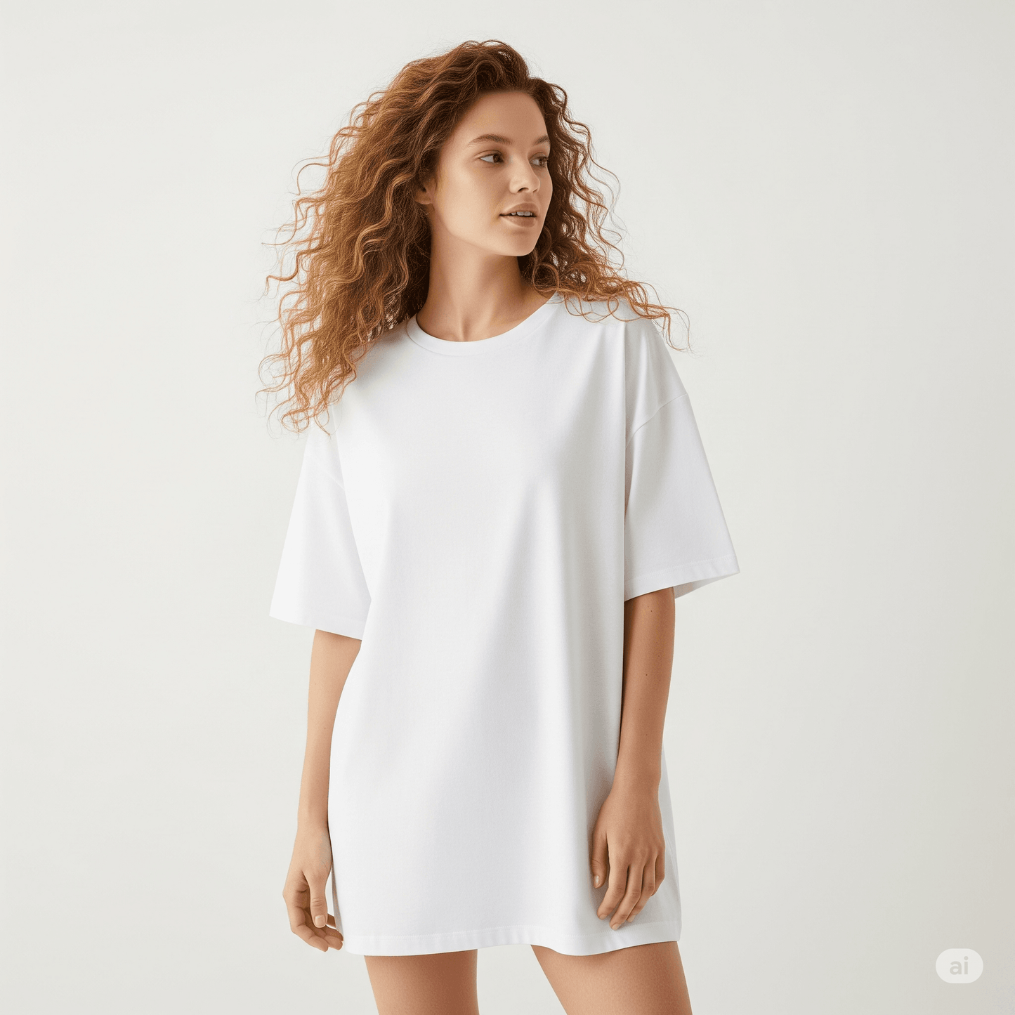 White Women's Oversized Fit Crew-Neck T-Shirt - Essential Comfort Tee - Befaltu