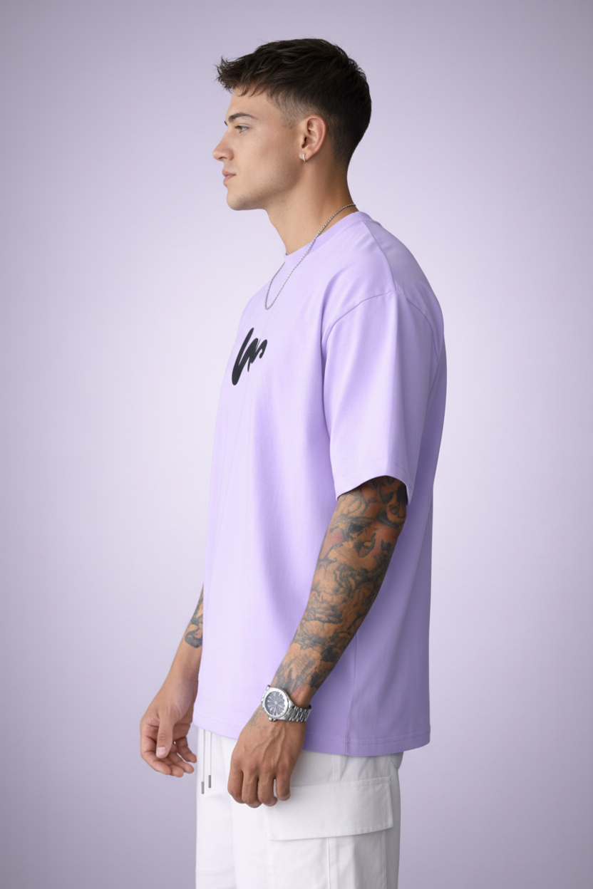Lavender Abstract Scribble Oversized Tee