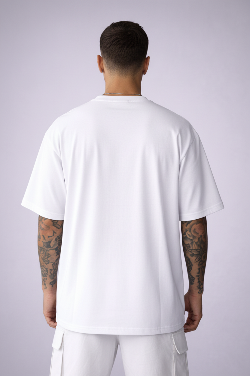 White Abstract Scribble Oversized Tee