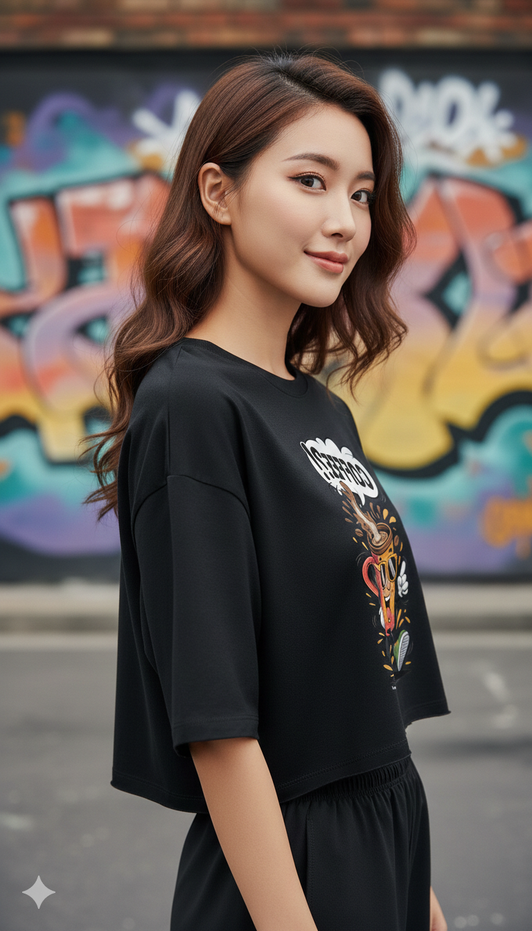 "Coffee?!" Comic Graphic Oversized T-Shirt
