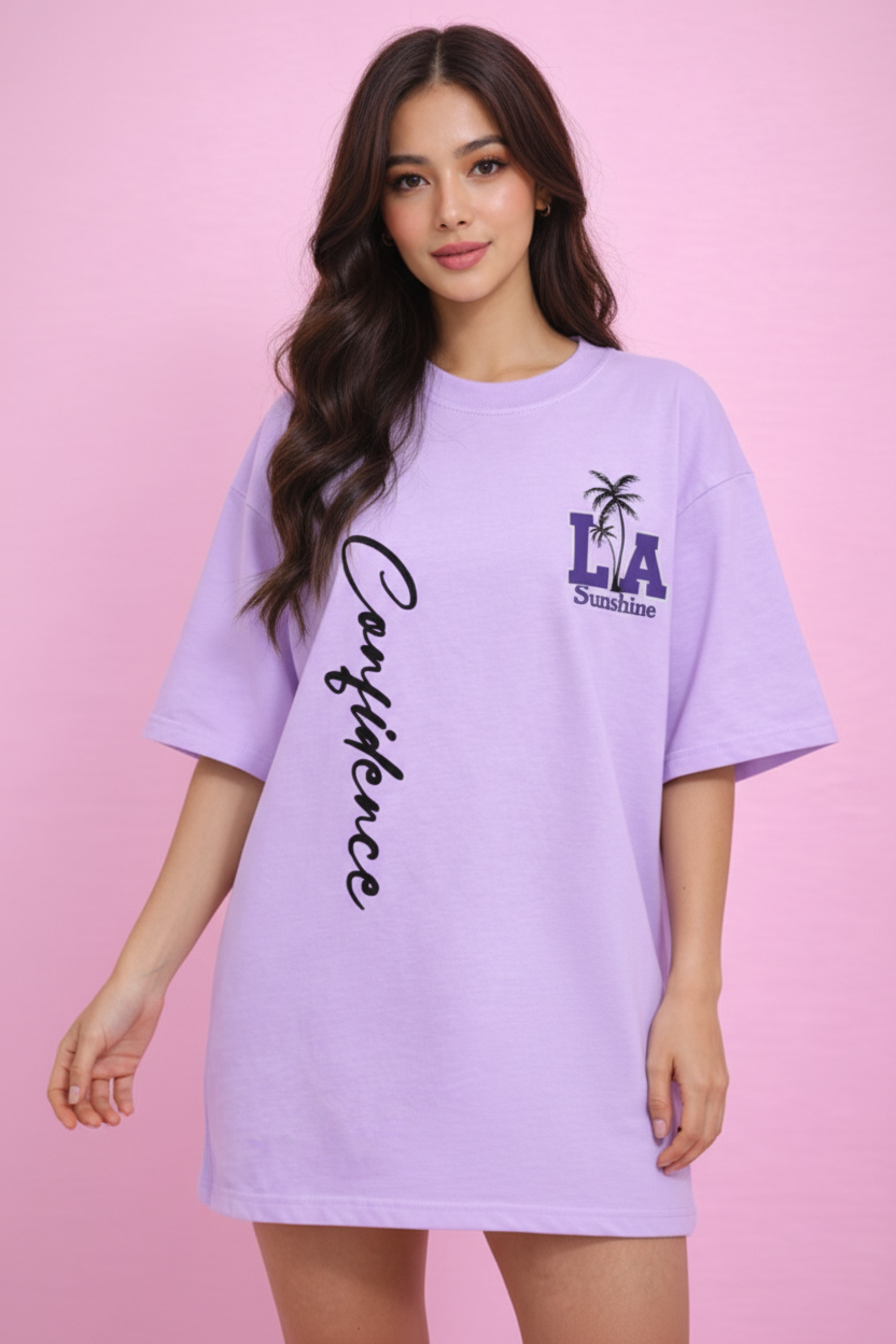 BEFALTU “LA Sunshine Confidence” Oversized LAVENDER T-Shirt for Women