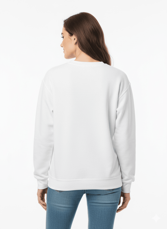 White Crew-Neck Sweatshirt (Layered PRAY Graphic) - Befaltu (Faith Comfort Sweatshirt) - Befaltu