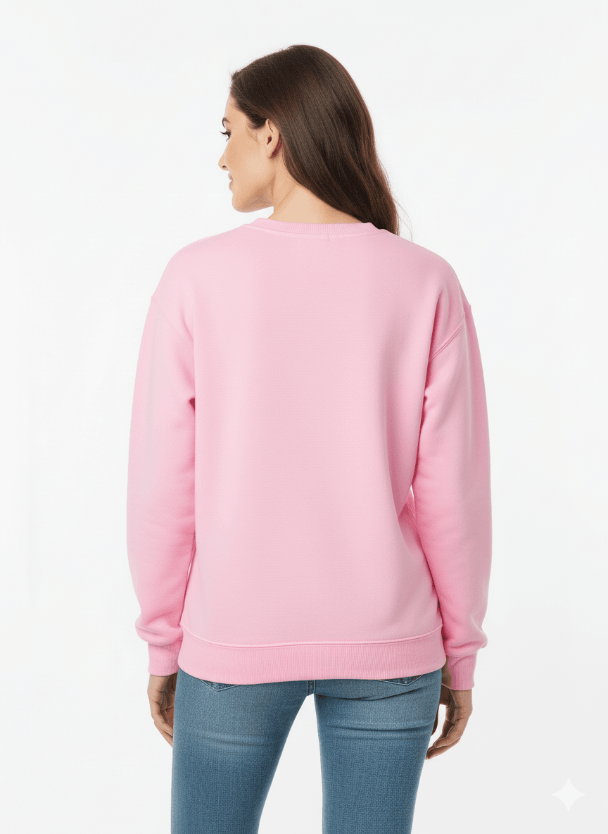 Pink Oversized Fit Crew-Neck Sweatshirt (Kangaroo Pocket) - Befaltu (Bubblegum Comfort Sweatshirt) - Befaltu