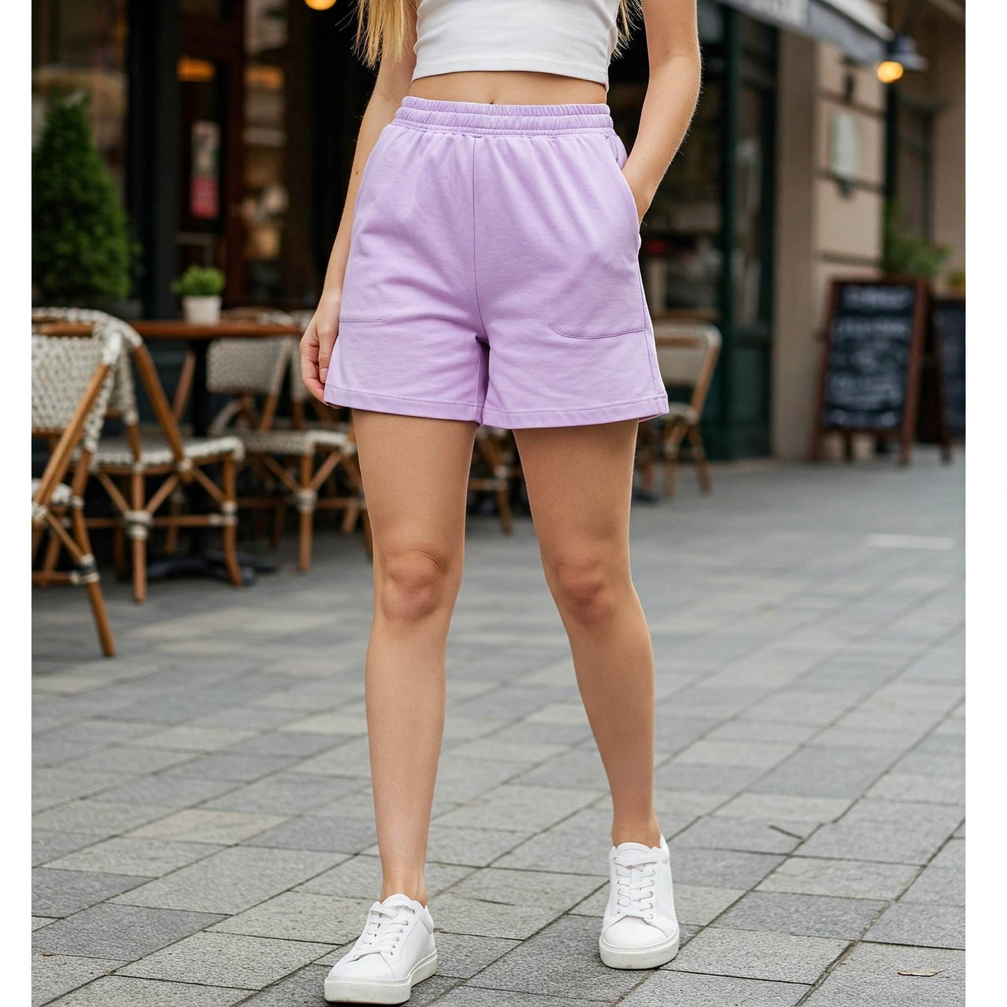 Lilac Oversized Women's Cotton Shorts Befaltu - Befaltu