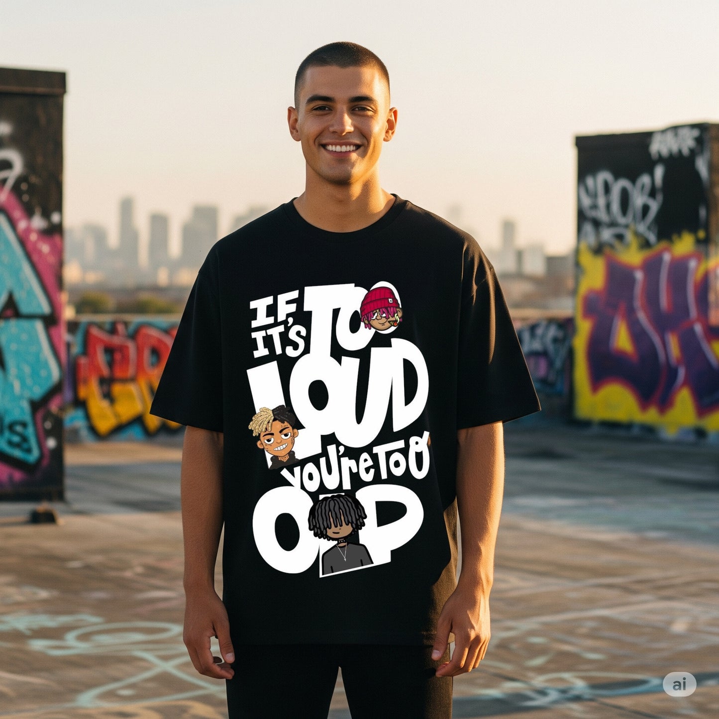 Black "If It's Too Loud, You're Too Old" Graphic Oversized T-shirt - Befaltu (Men's Statement Tee)