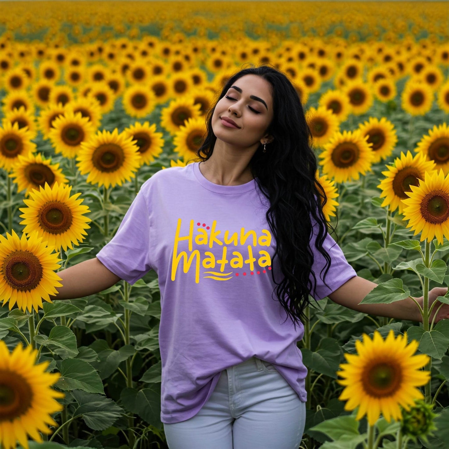 Lilac Hakuna Matata Lion King Graphic Women's Oversized T-shirt Befaltu - Befaltu