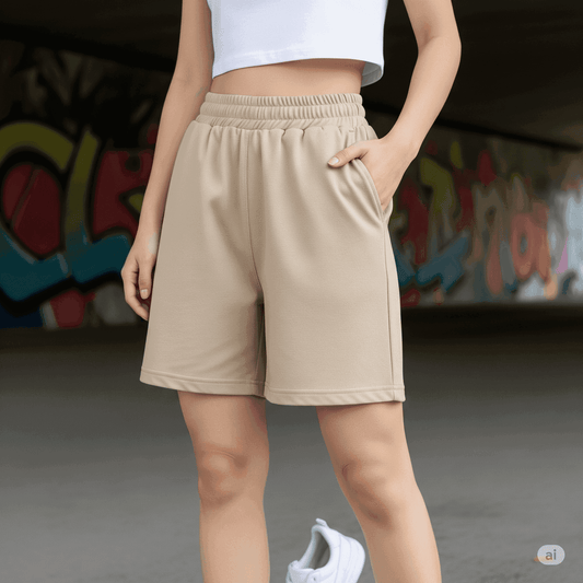 Women's Olive Casual Shorts | Loose Fit Athleisure Shorts | Befaltu - Befaltu