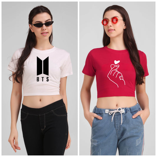 Womens Crop Printed Tshirt - Befaltu