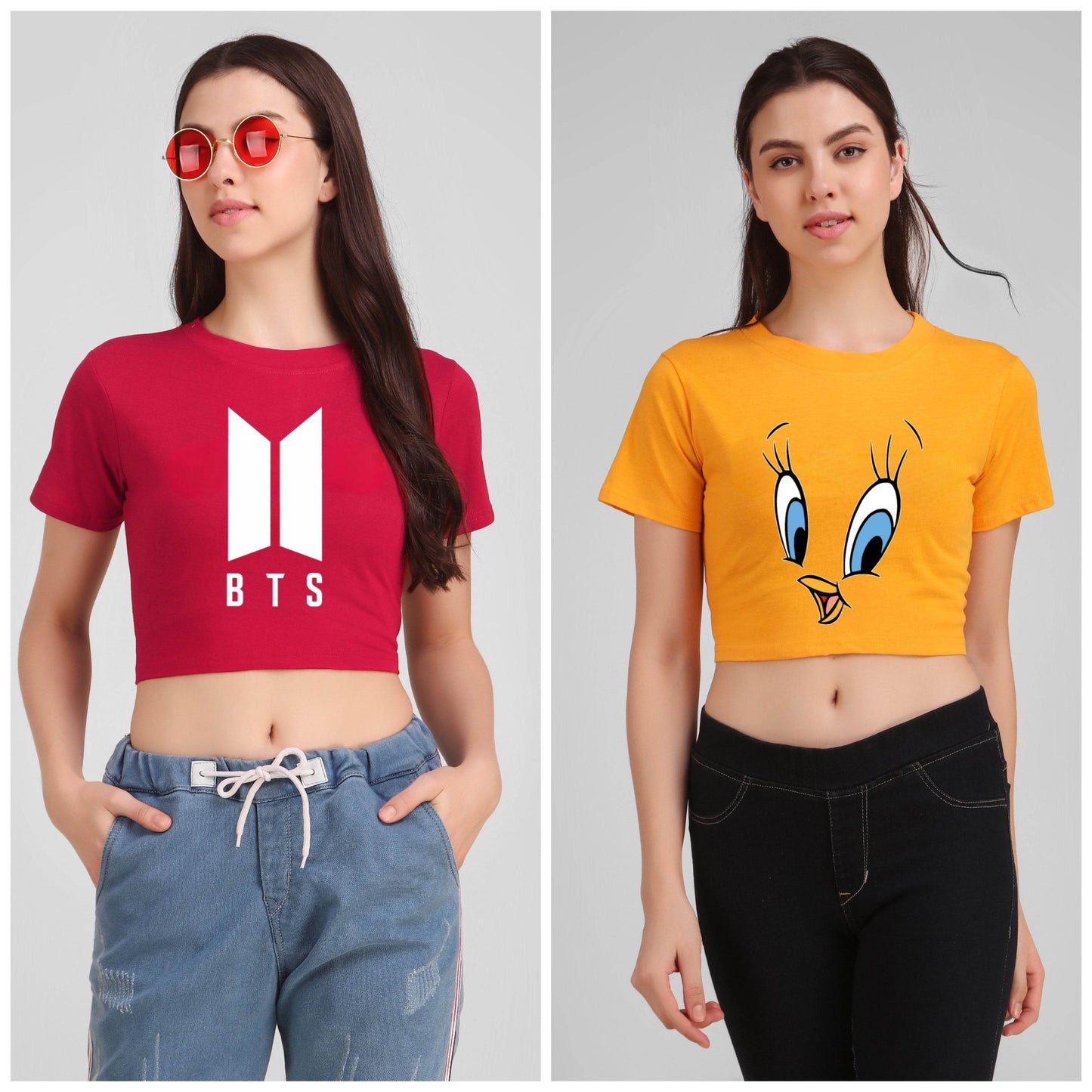 Womens Crop Printed Tshirt - Befaltu