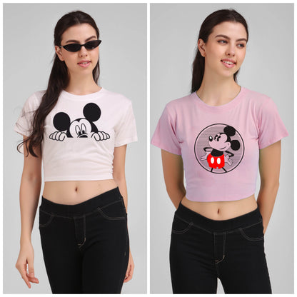 Womens Crop Printed Tshirt - Befaltu