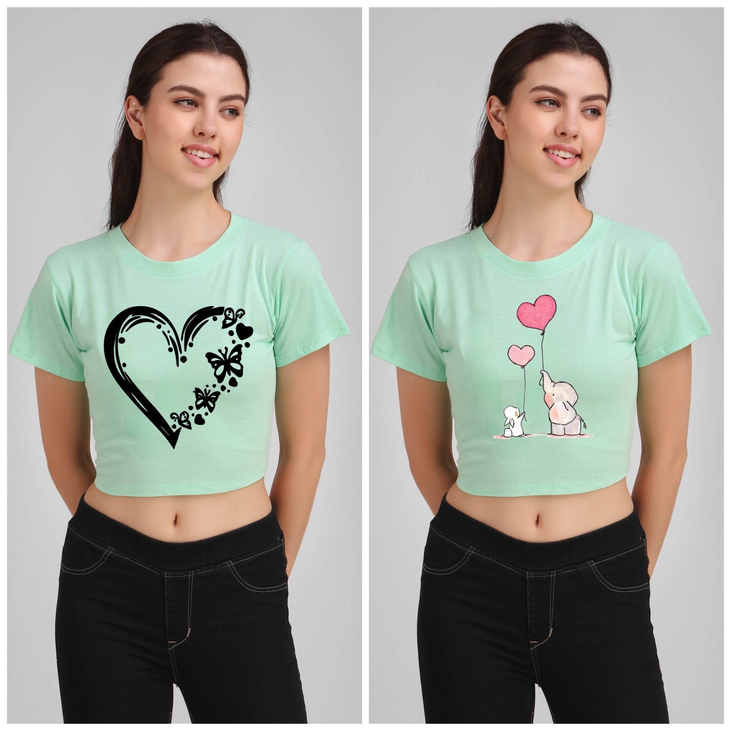 Womens Crop Printed Tshirt - Befaltu