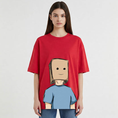 Box Head Cartoon Oversized T-Shirt – Women's Cotton Tee - Befaltu