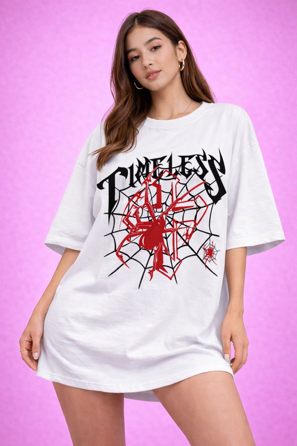 BEFALTU “Timeless Spider” Oversized WHITE T-Shirt for Women