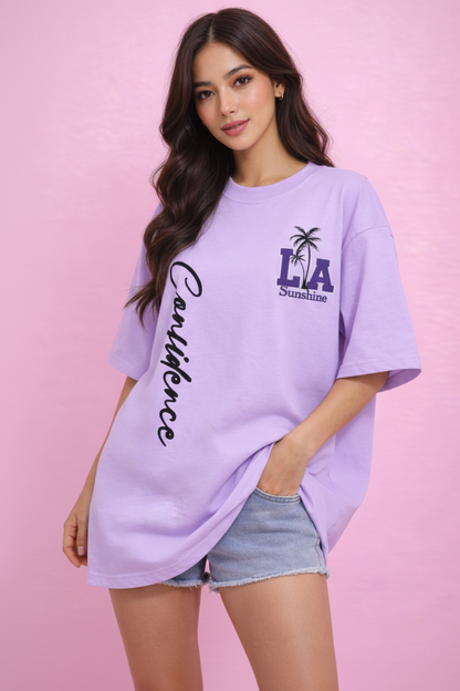 BEFALTU “LA Sunshine Confidence” Oversized LAVENDER T-Shirt for Women