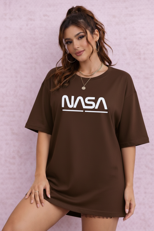 BEFALTU “Space Minimal” Oversized Brown T-Shirt for Women