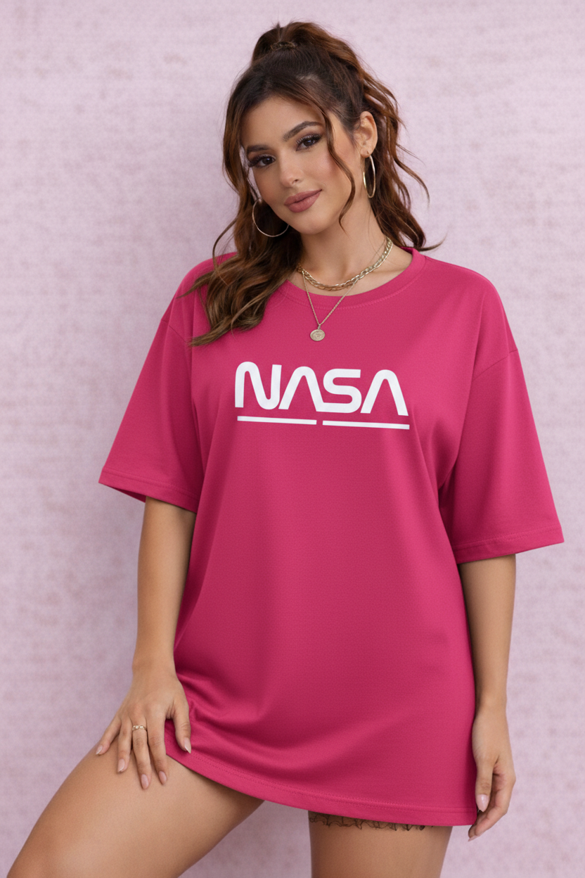 BEFALTU “Space Minimal” Oversized  pink T-Shirt for Women