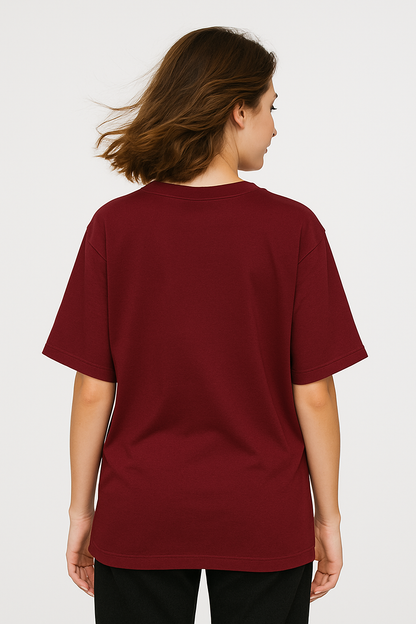 Maroon Women's Oversized Fit Crew-Neck T-Shirt - Essential Comfort Tee