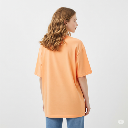 Peach Women's Oversized Fit Crew-Neck T-Shirt - Essential Comfort Tee