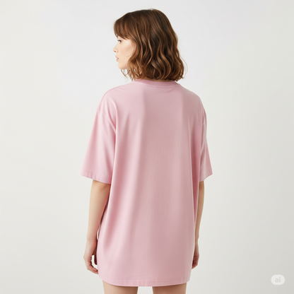 Pink Women's Oversized Fit Crew-Neck T-Shirt - Essential Comfort Tee