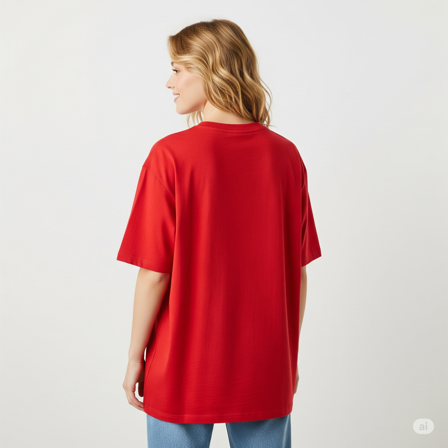 Red Miky Graphic Women's Oversized Fit Crew-Neck T-Shirt - Befaltu (Graphic Oversized Tee)