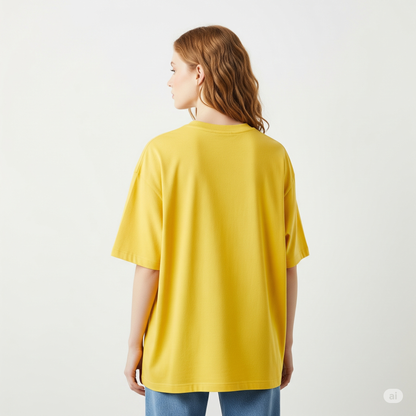 Yellow Womens's Oversized Fit Crew-Neck T-Shirt (Plain) - Befaltu (Essential Comfort Tee)