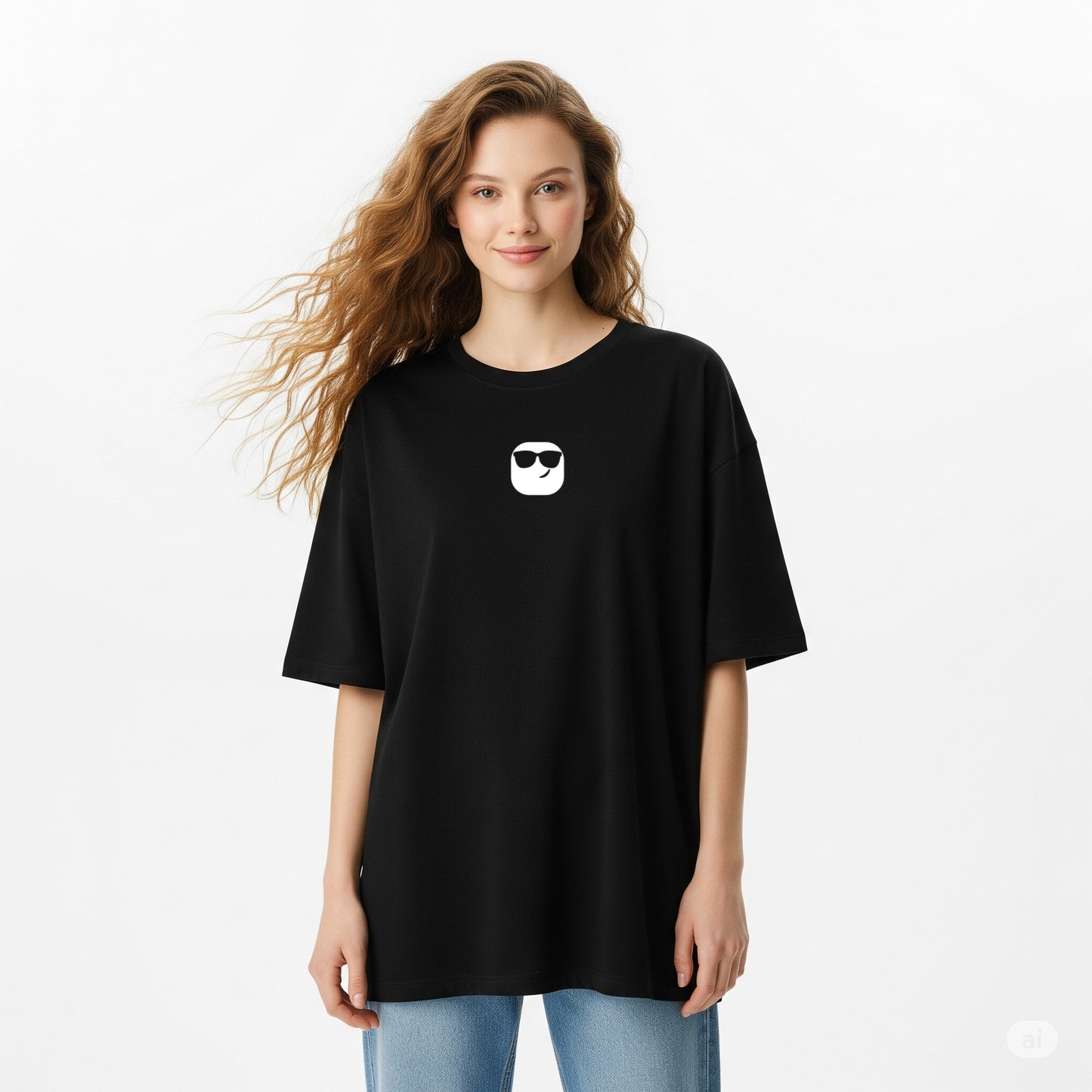 Black Oversized T-Shirt - 'Ahhh, Monday!' Courage the Cowardly Dog Graphic