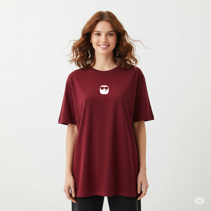 Maroon Oversized T-Shirt - Squid Game Graphic Print