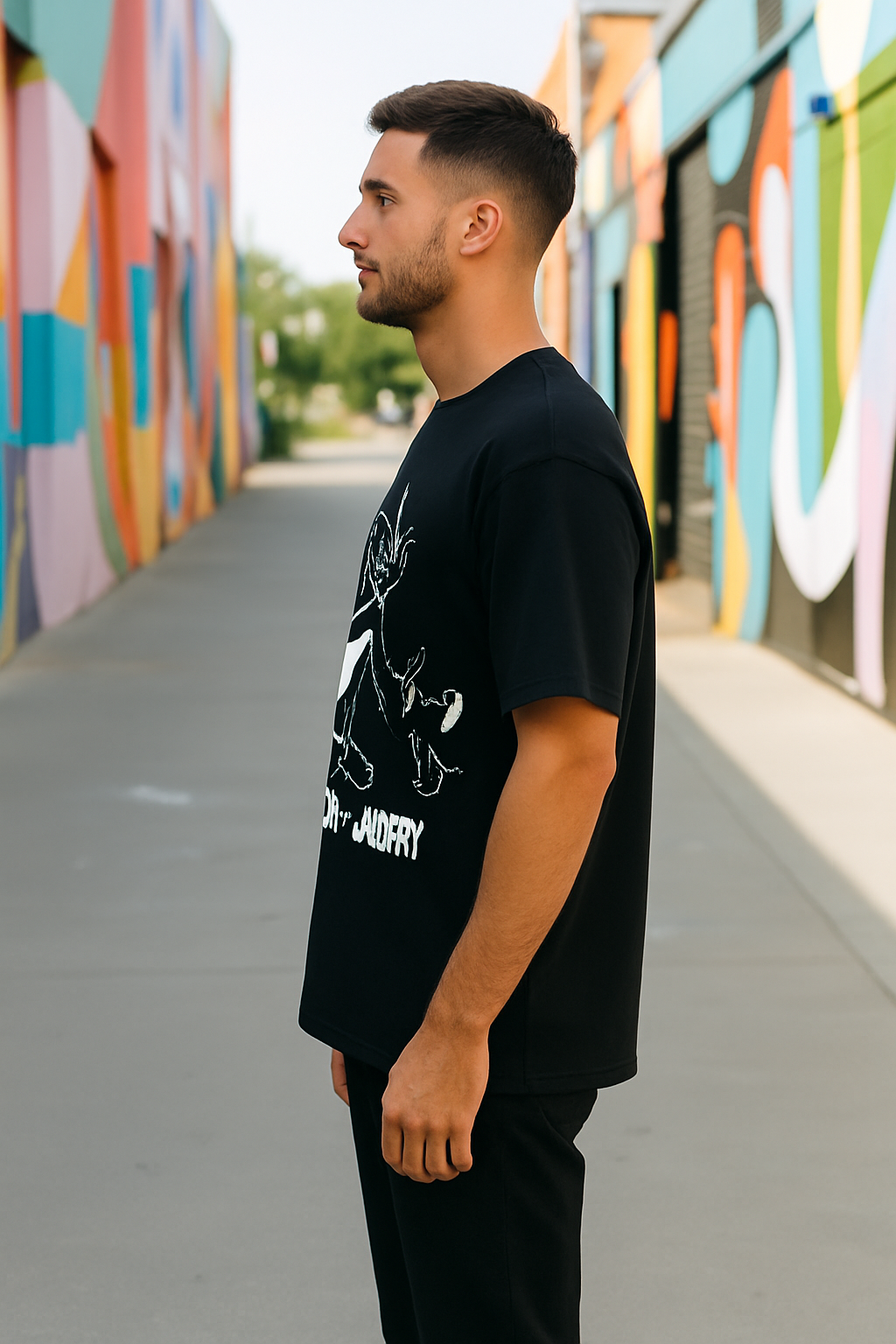 Black Tom and Jerry Classic Chase Oversized T-shirt - Befaltu (Men's Cartoon Tee)