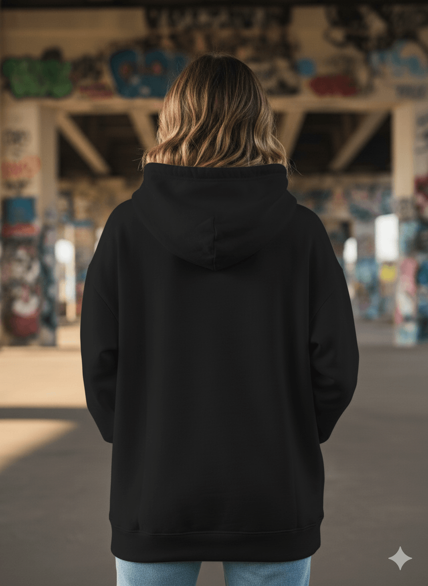 Black Women's Oversized Fit Hooded Sweatshirt (Plain) - Befaltu (Essential Comfort Hoodie) - Befaltu