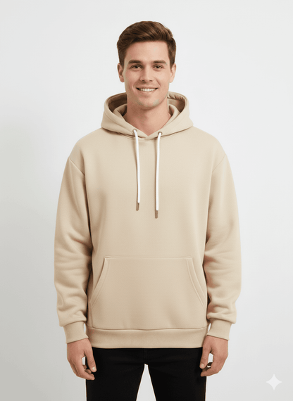 Beige Men's Oversized Fit Hoodie (Plain) - Befaltu (Essential Comfort Hoodie) - Befaltu
