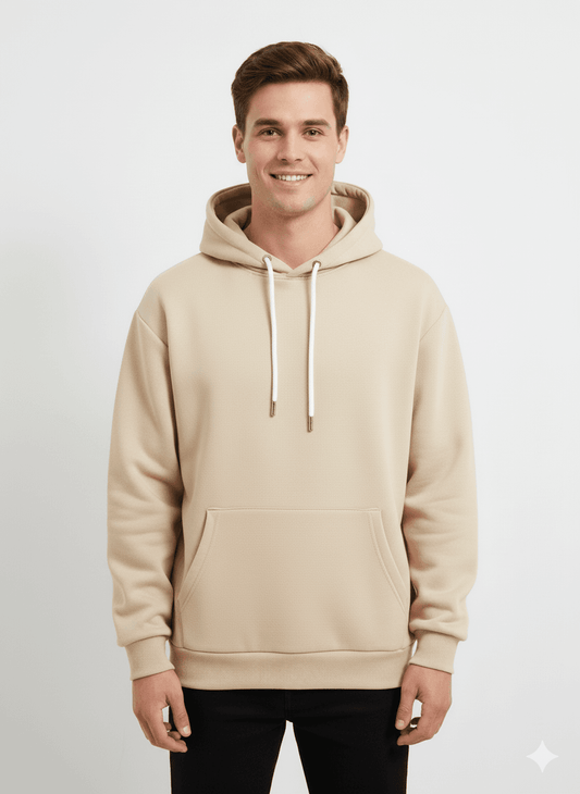 Beige Men's Oversized Fit Hoodie (Plain) - Befaltu (Essential Comfort Hoodie) - Befaltu