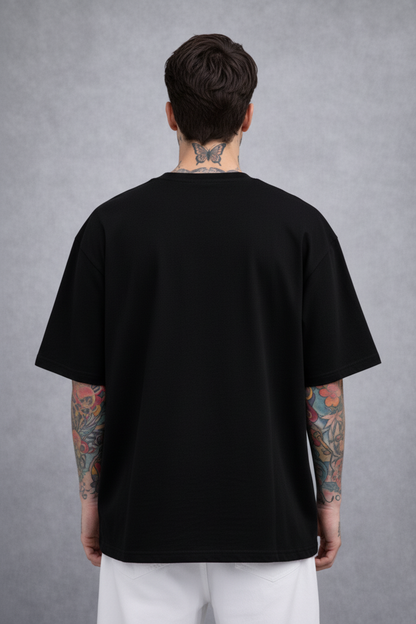 Red Kanji "ANIME" Graphic Oversized T-Shirt - Black Heavyweight Streetwear