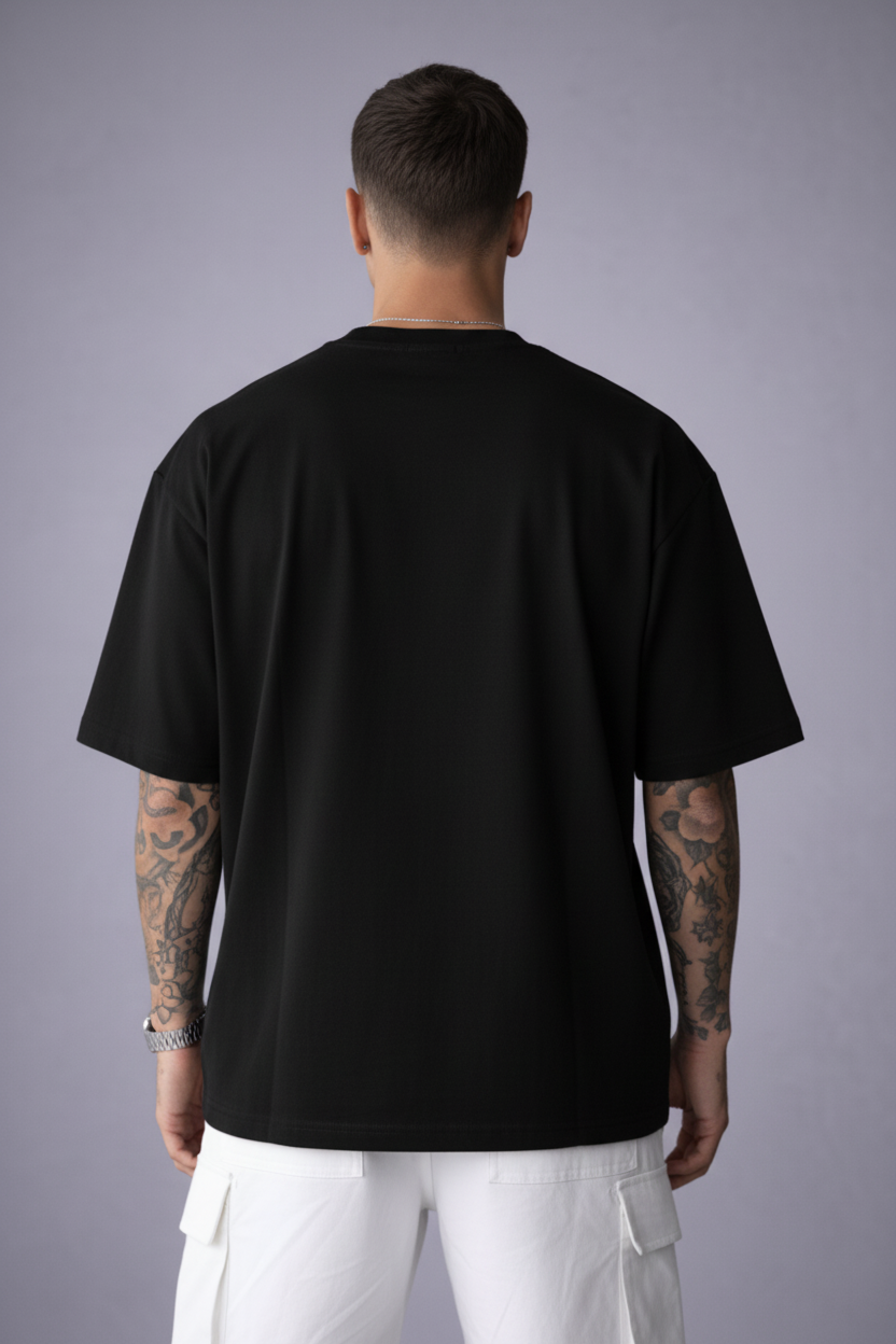 Minimalist Scribble Black Oversized Tee