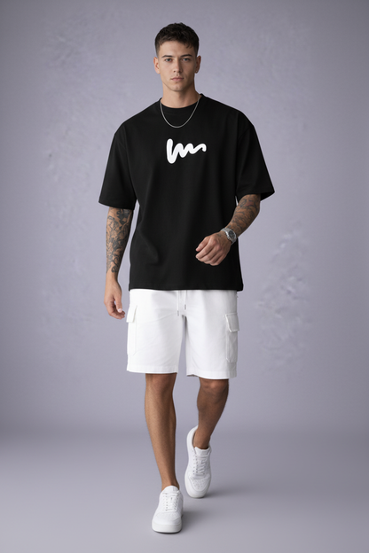 Minimalist Scribble Black Oversized Tee