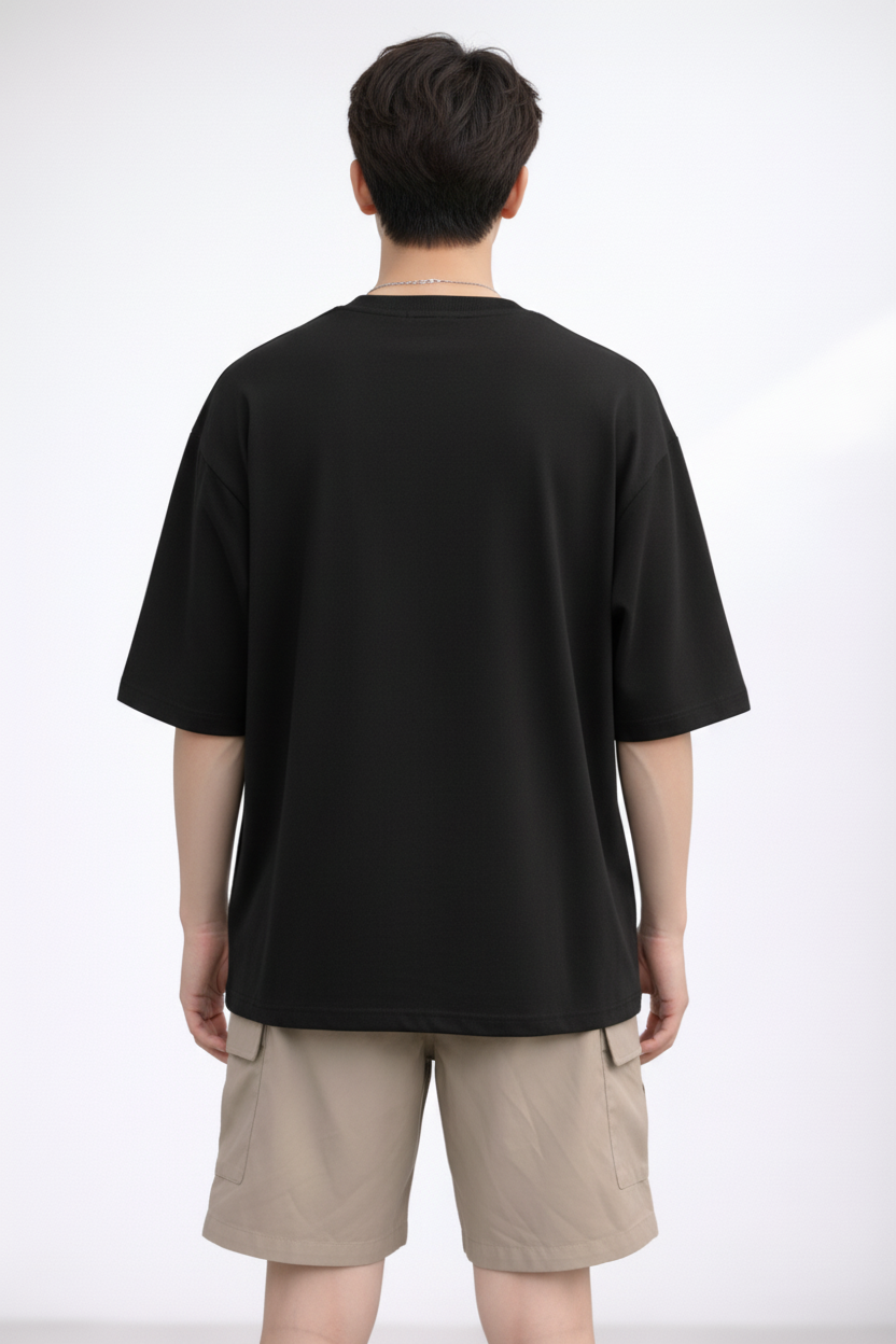 "Zip-A-Bear" Teddy Graphic Oversized T-Shirt - Black Heavyweight Streetwear