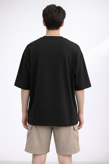 "Zip-A-Bear" Teddy Graphic Oversized T-Shirt - Black Heavyweight Streetwear