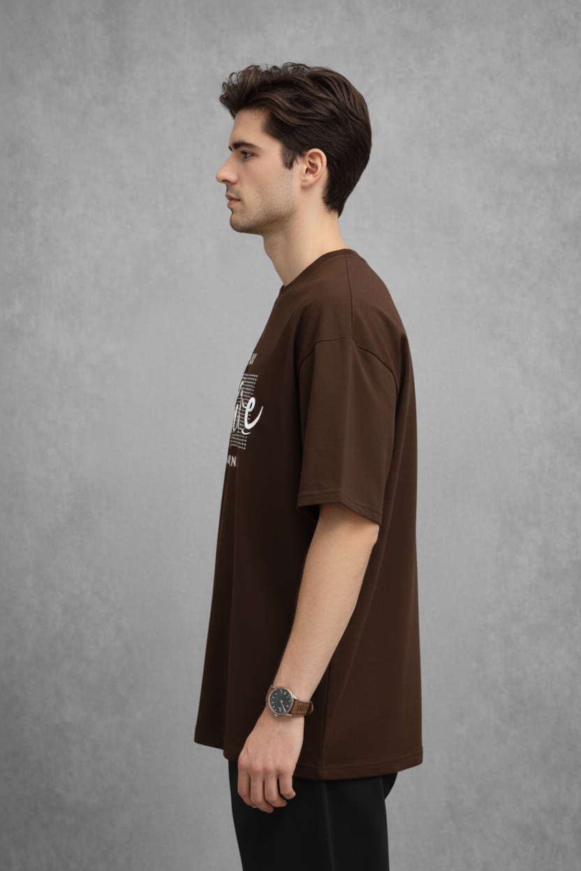 "Always Positive Thinking" Chocolate Brown Oversized Tee