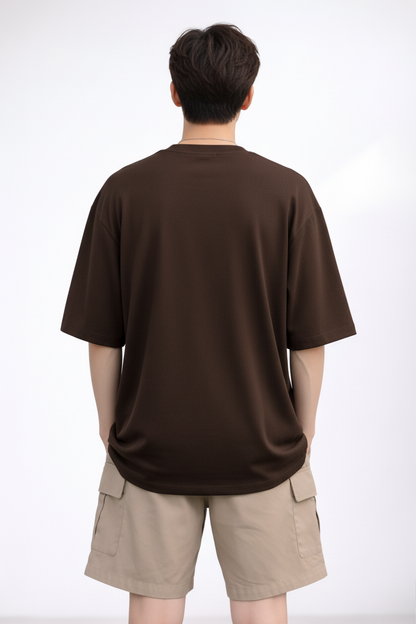 "Zip-A-Bear" Teddy Graphic Oversized T-Shirt - Coffee Brown Heavyweight Streetwear