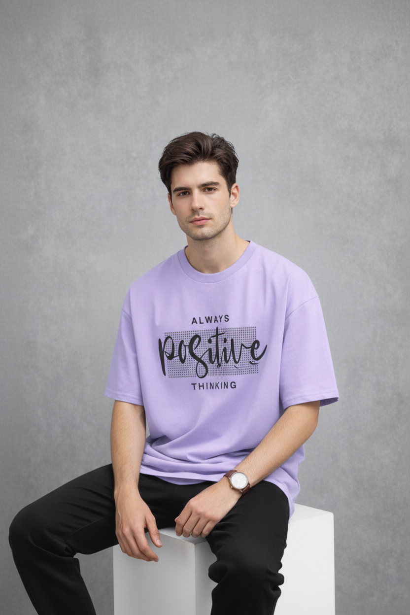 "Always Positive Thinking" Lavender Oversized Tee