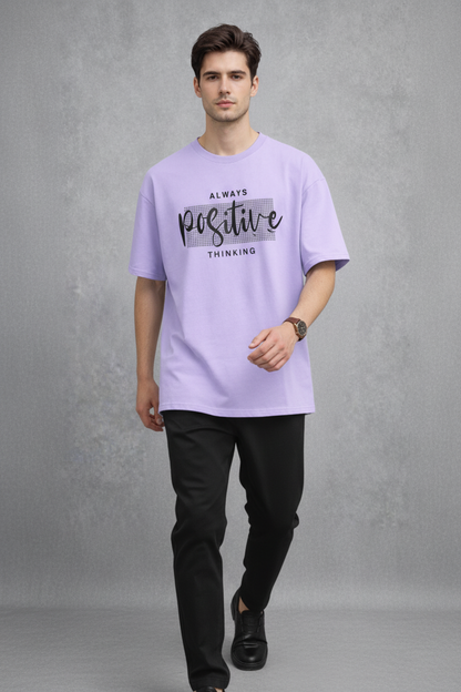 "Always Positive Thinking" Lavender Oversized Tee