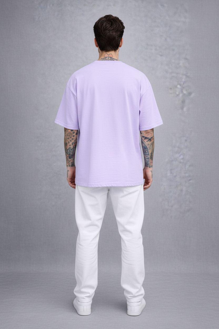 Red Kanji "ANIME" Graphic Oversized T-Shirt - Lavender Heavyweight Streetwear
