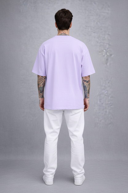 Red Kanji "ANIME" Graphic Oversized T-Shirt - Lavender Heavyweight Streetwear