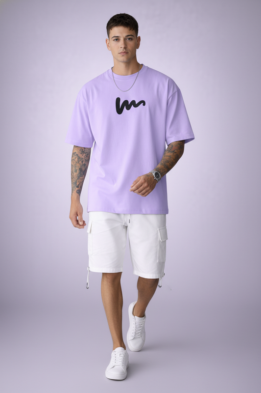 Lavender Abstract Scribble Oversized Tee