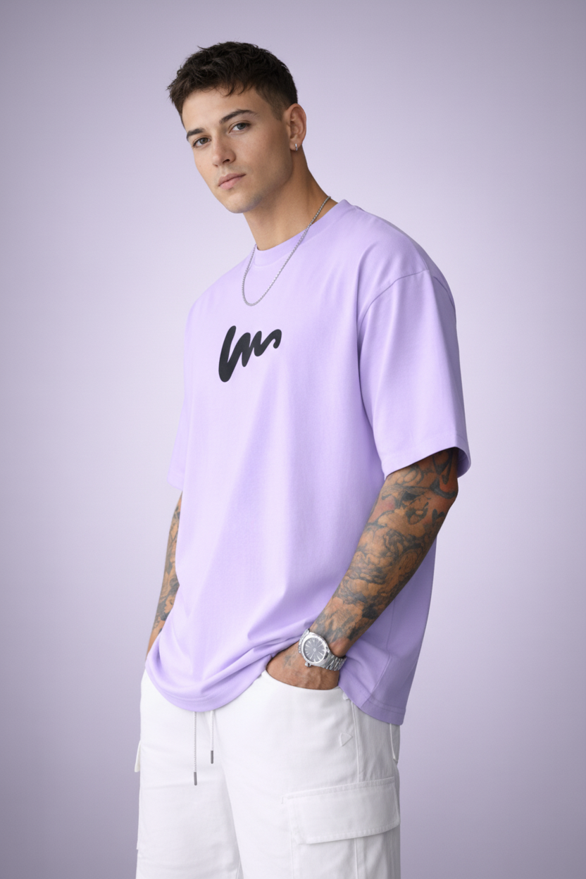 Lavender Abstract Scribble Oversized Tee