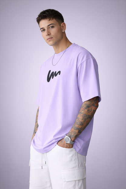 Lavender Abstract Scribble Oversized Tee