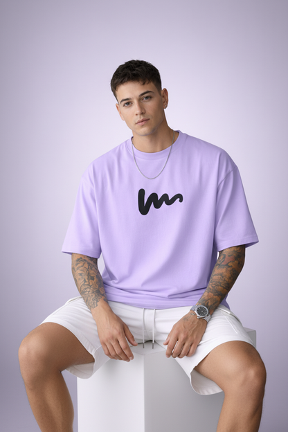 Lavender Abstract Scribble Oversized Tee