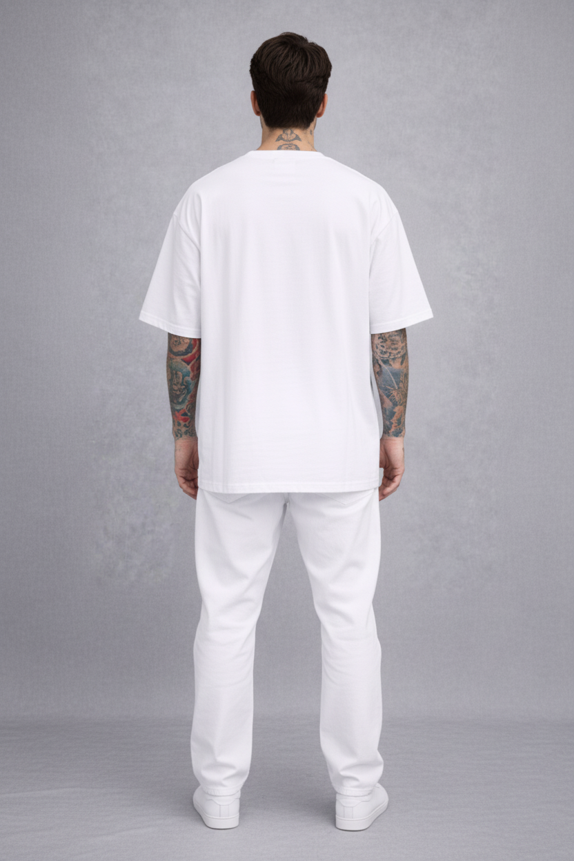 Red Kanji "ANIME" Graphic Oversized T-Shirt - White Heavyweight Streetwear